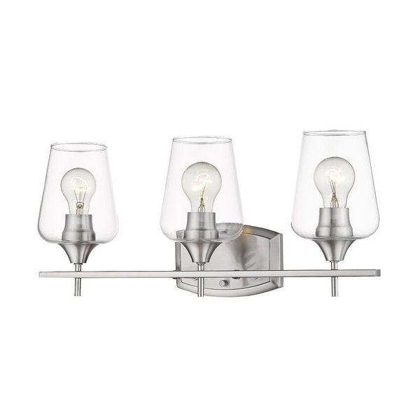 Z-Lite Joliet 3 Light Vanity, Brushed Nickel & Clear 473-3V-BN